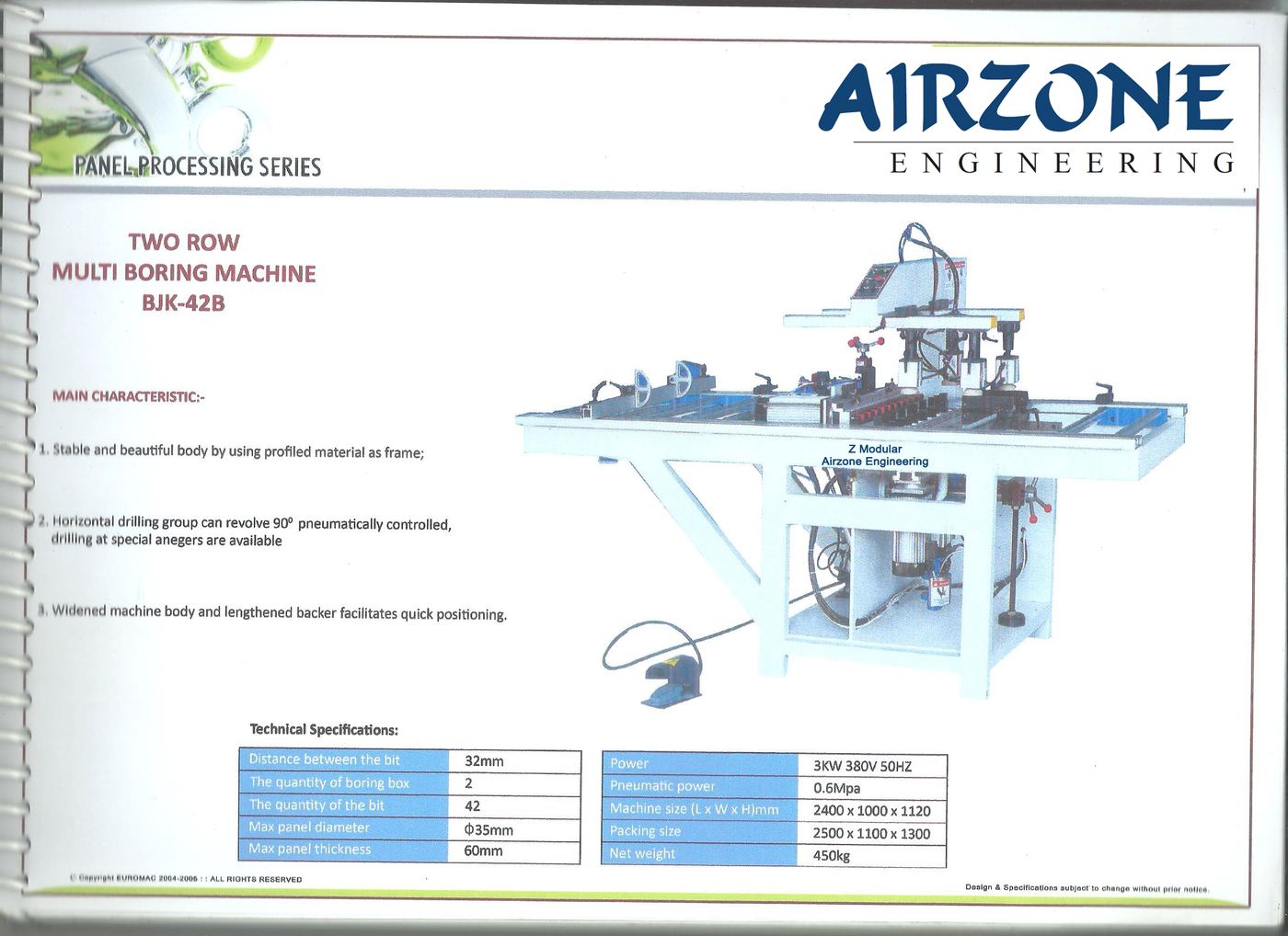 BJK-42B two row multi-boring machine, 42 spindles